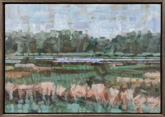 "Mid Day Marsh, " Impressionistic Landscape Oil Painting
