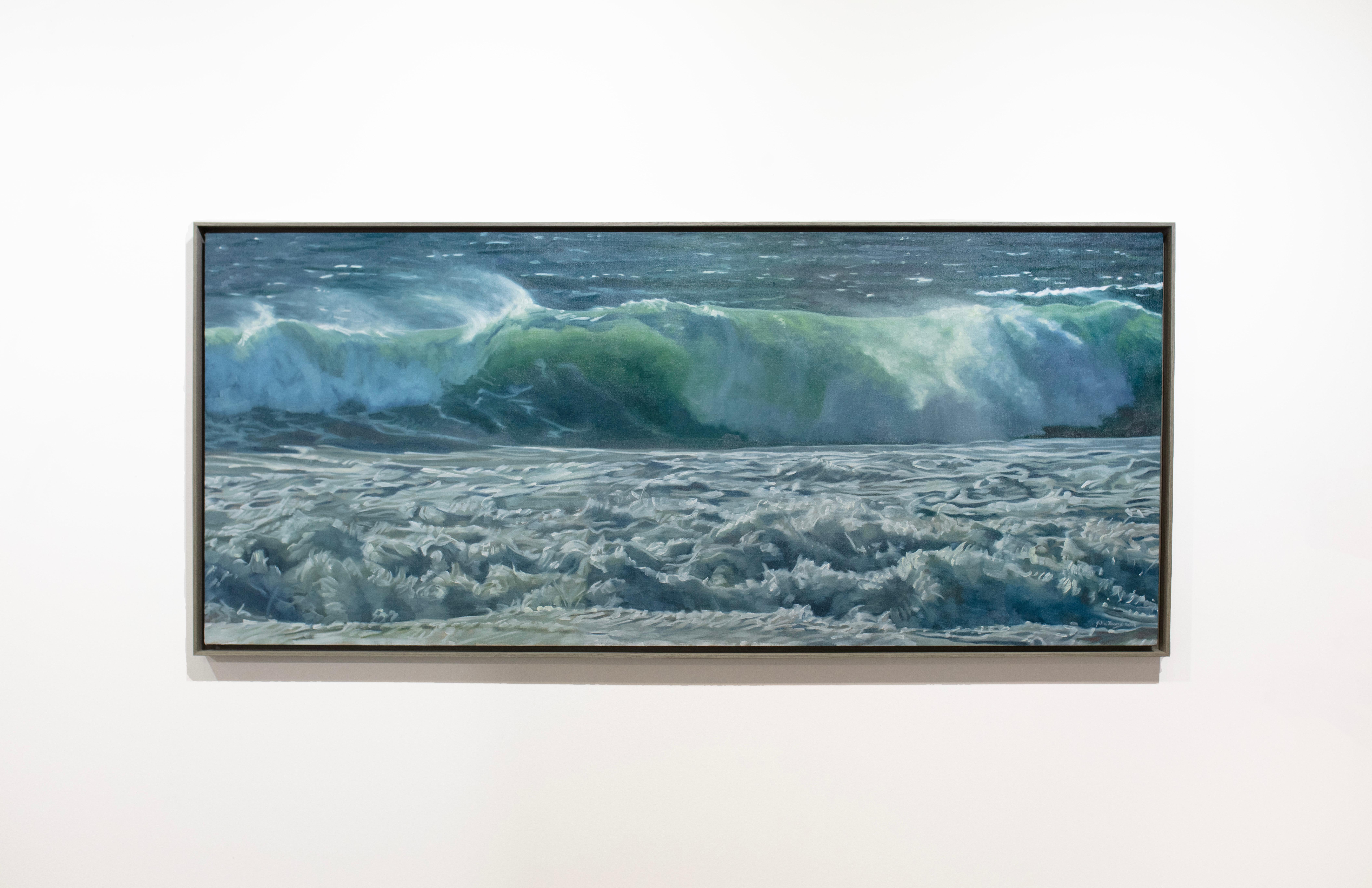 John Harris (painter) Landscape Painting - "Curler 2" Naturalistic Coastal Ocean Waves Oil Painting