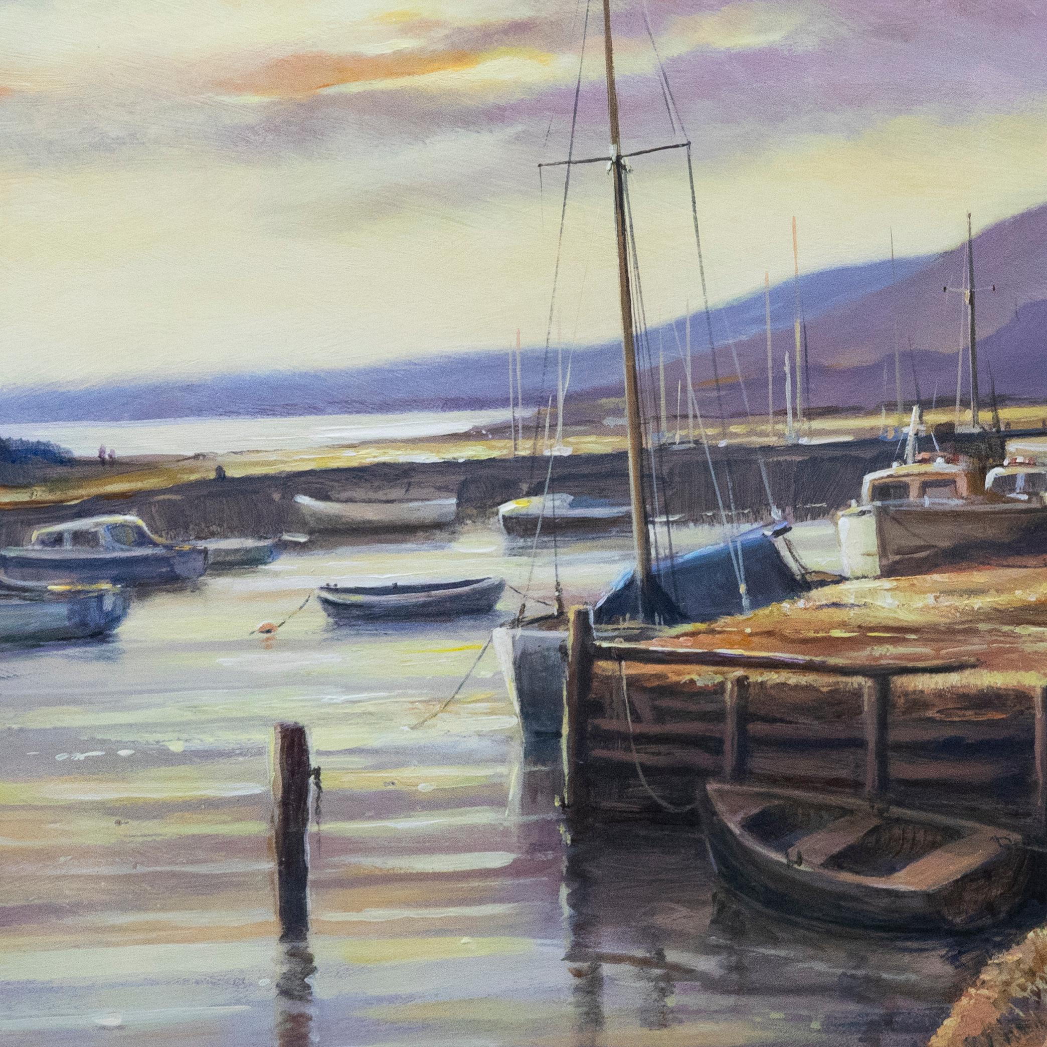John L. Harris - Contemporary Acrylic, Perfect Evening, Porlock Weir For Sale 1