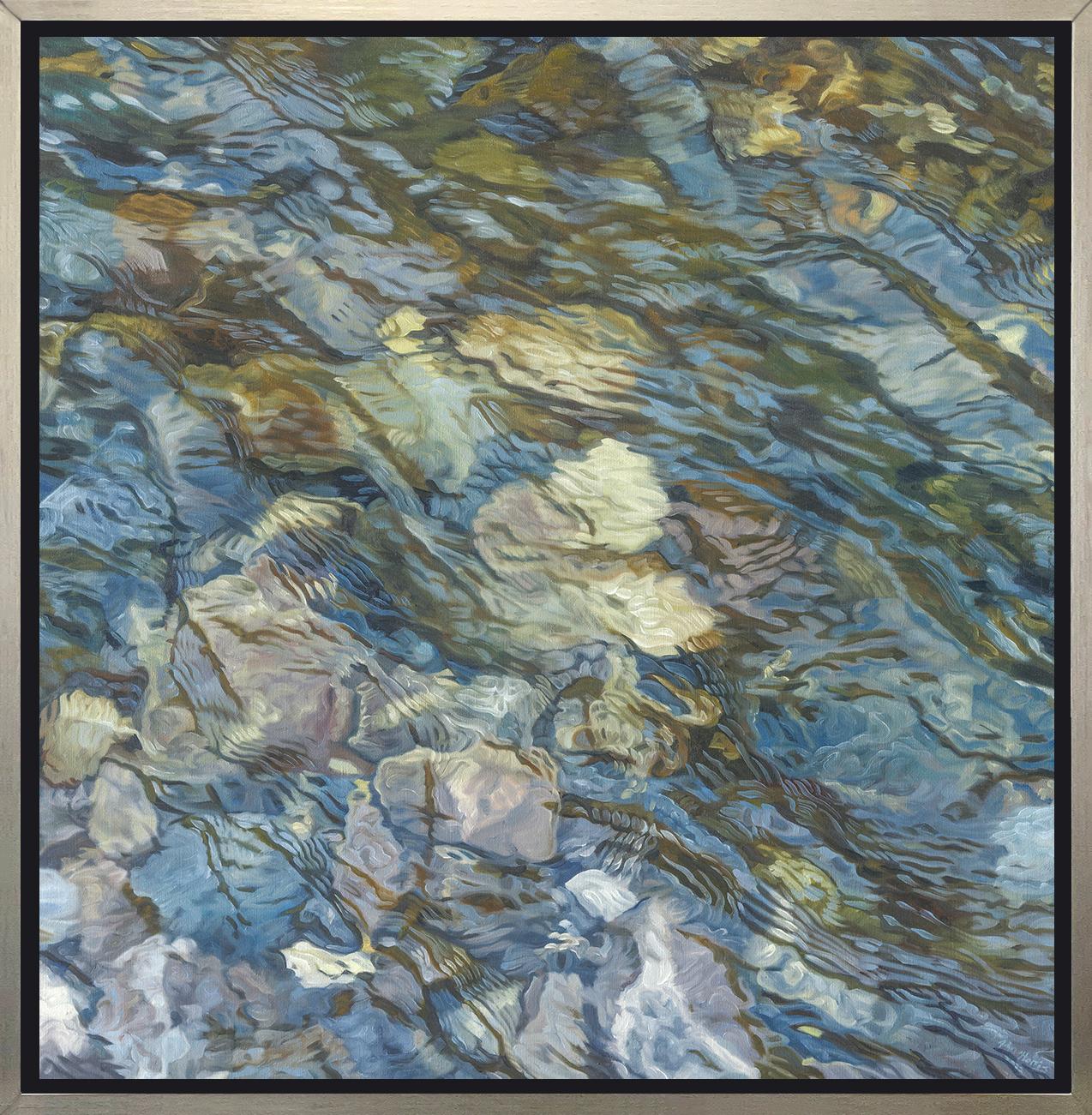 John Harris (painter) Landscape Print - "Riverbed 4, " Framed Limited Edition Giclee Print, 30" x 30"