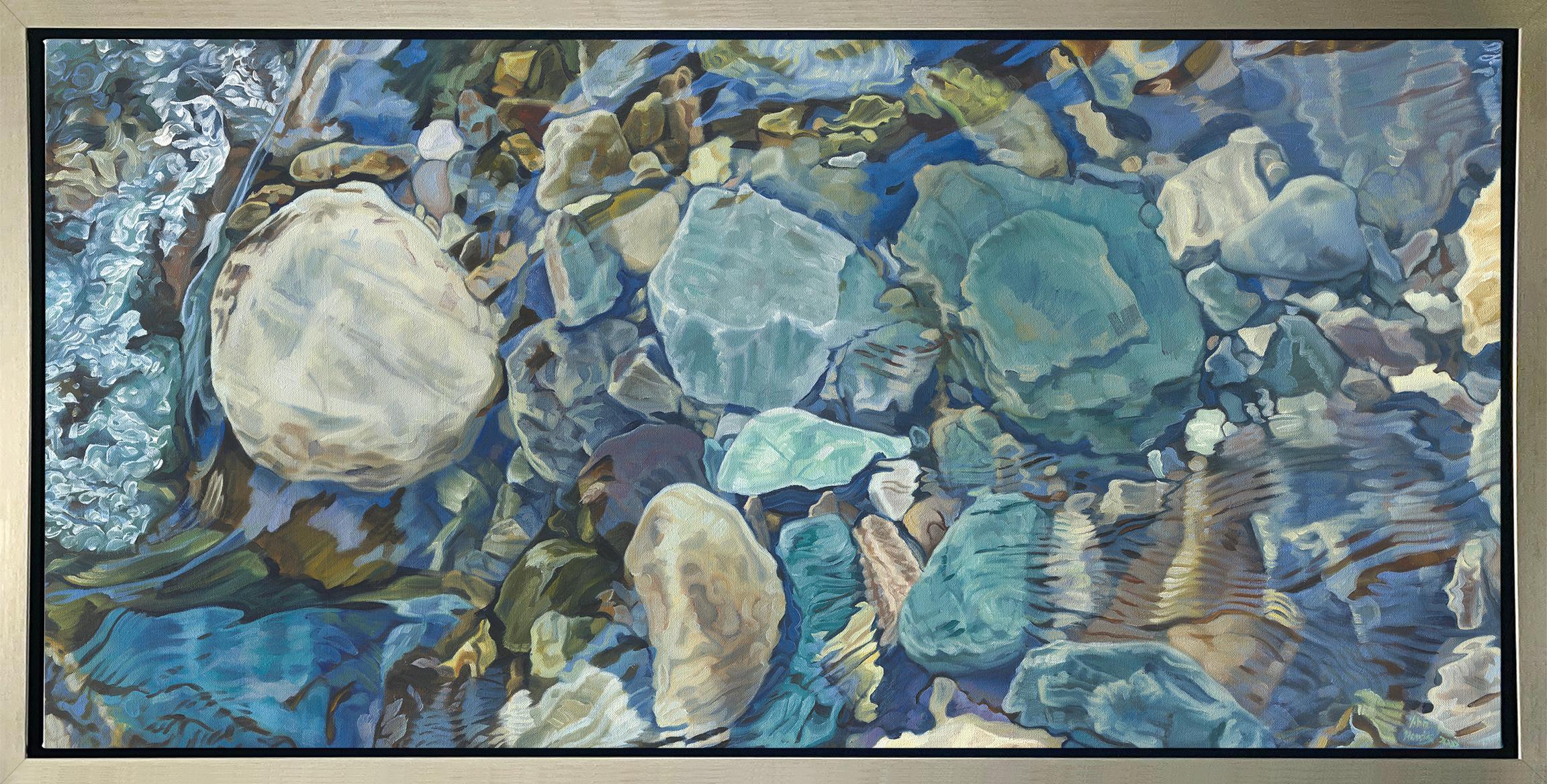 John Harris (painter) Landscape Print - "Rocky River 8, " Framed Limited Edition Giclee Print, 24" x 48"