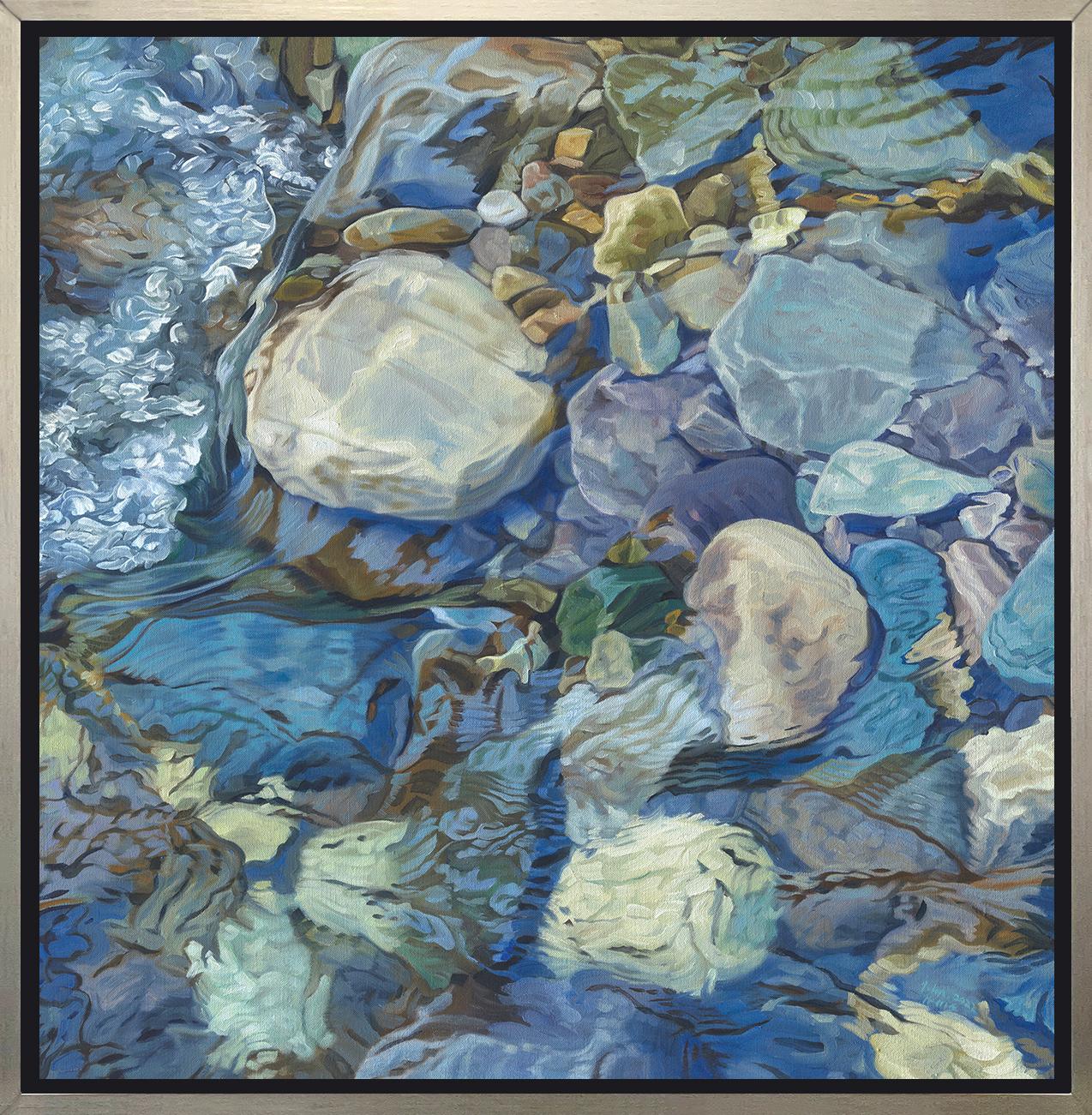 John Harris (painter) Landscape Print - "Rocky River 9, " Framed Limited Edition Giclee Print, 30" x 30"