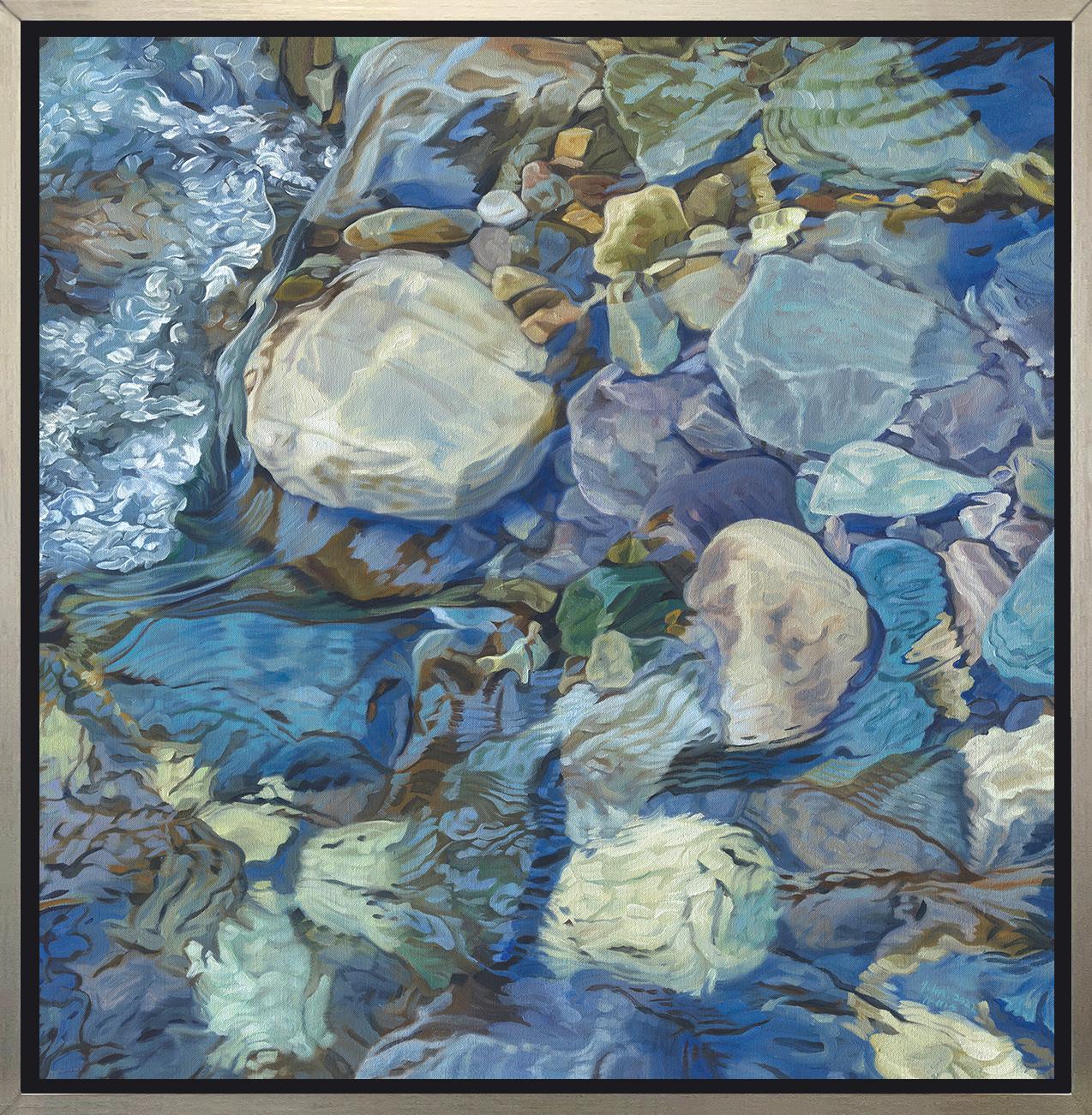 "Rocky River 9, " Framed Limited Edition Giclee Print, 53" x 53"