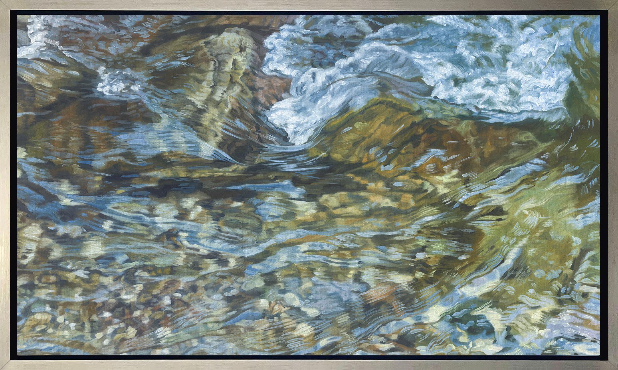 John Harris (painter) Landscape Print - "Streambed III, " Framed Limited Edition Giclee Print, 27" x 45"