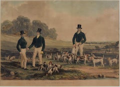 Antique The Merry Beaglers engraving by John Harris after Harry Hall's 1845 painting