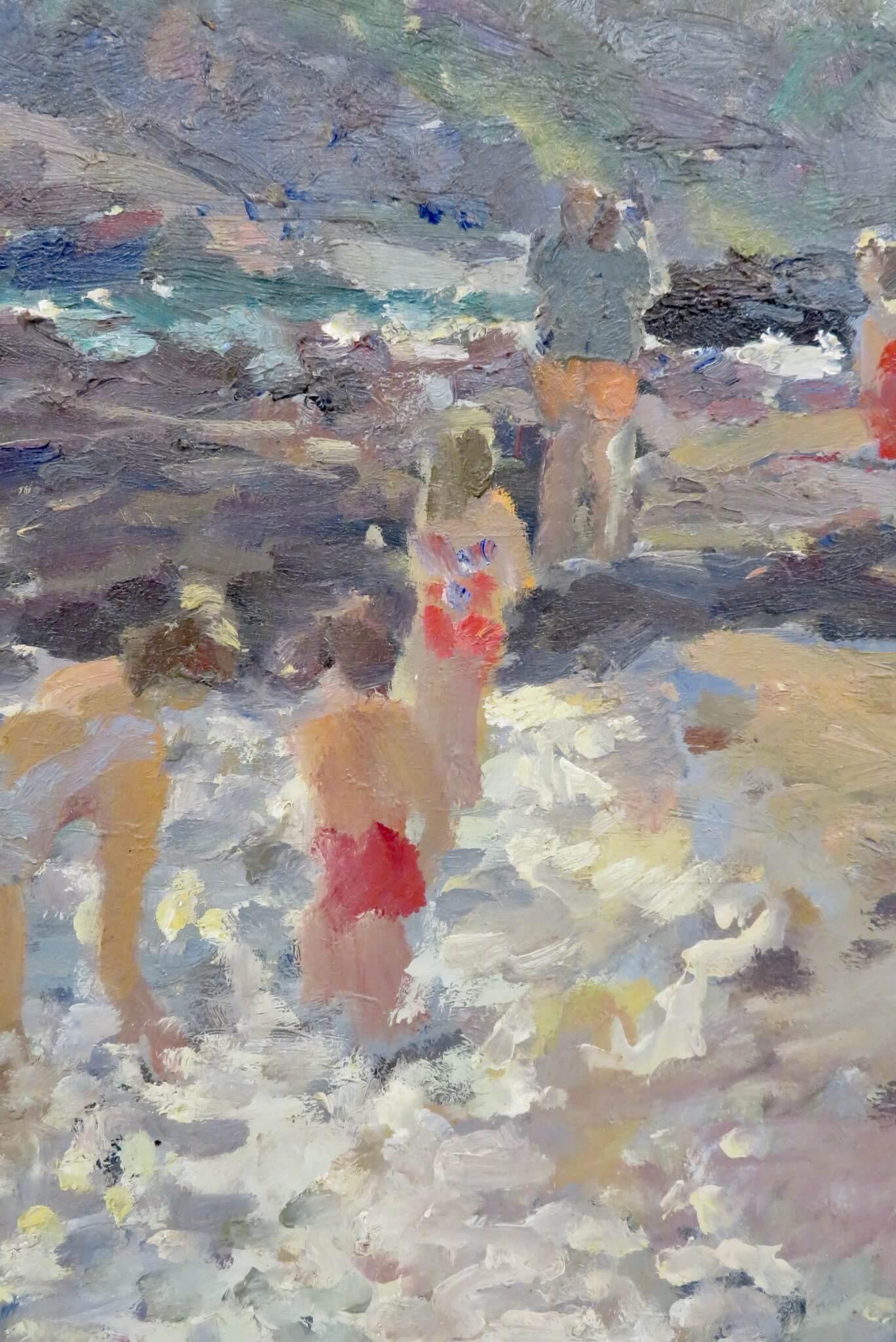 (1935-2023) Original post impressionist Cornish Oil Painting Prussia Cove Beach For Sale 2