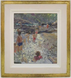 Vintage (1935-2023) Original post impressionist Cornish Oil Painting Prussia Cove Beach