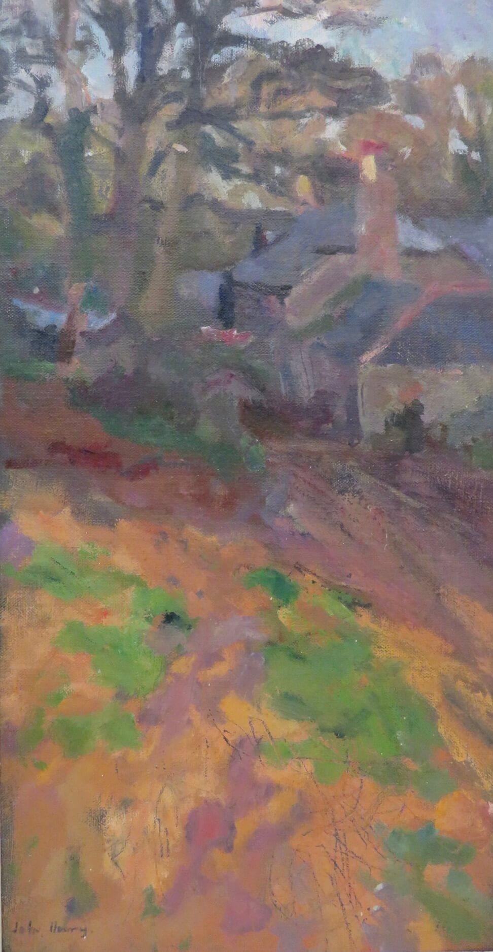 John Harvey  (1935-2023) CORNISH Pittura ad olio originale post impressionista FIRMATA - Landscape Painting Marrone di JOHN HARVEY