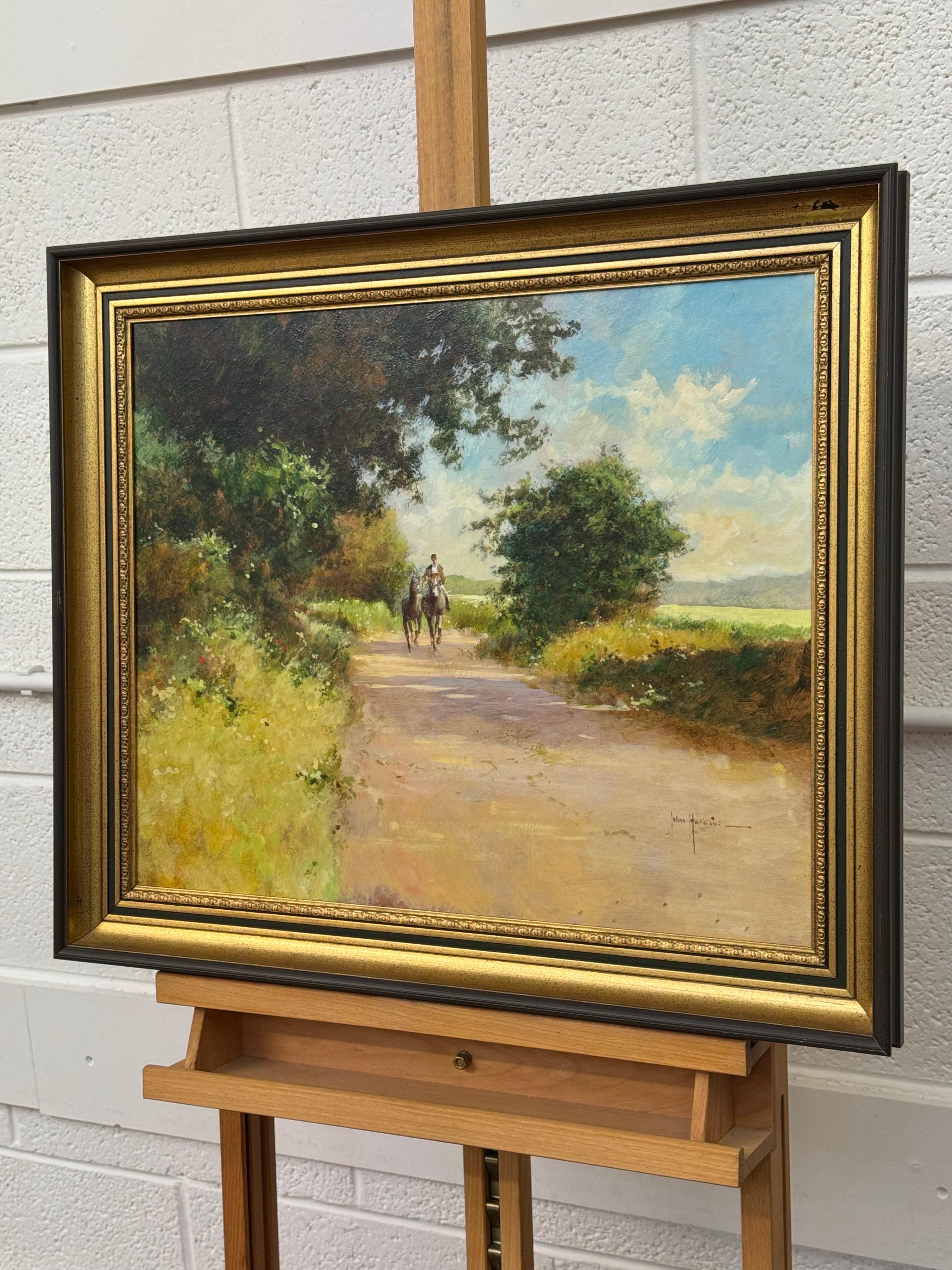 The Horse in the Lush Green English Countryside (Les chevaux dans la campagne anglaise verdoyante) - Réalisme Painting par John Haskins