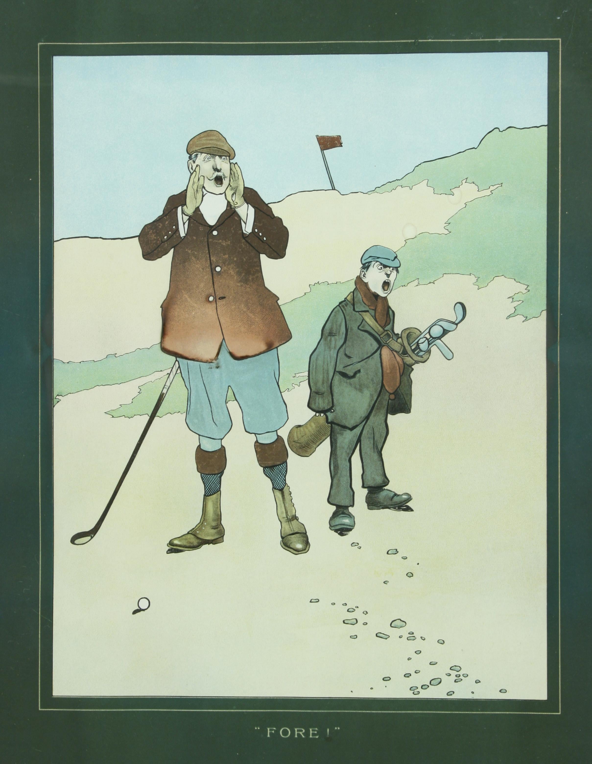 John Hassall Golf Prints In Excellent Condition In Oxfordshire, GB