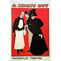 John Hassall Una serata fuori Circa 1900 Poster originale Teatro Regno Unito
