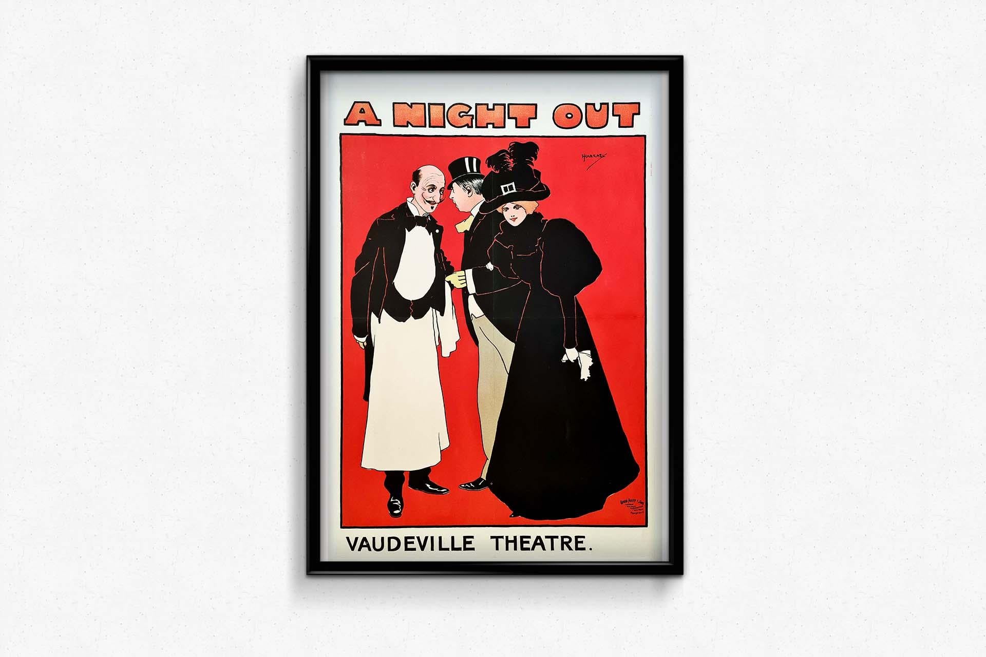 John Hassall, „A night out“, Originalplakat, Theater, Vereinigtes Königreich, um 1900 im Angebot 2