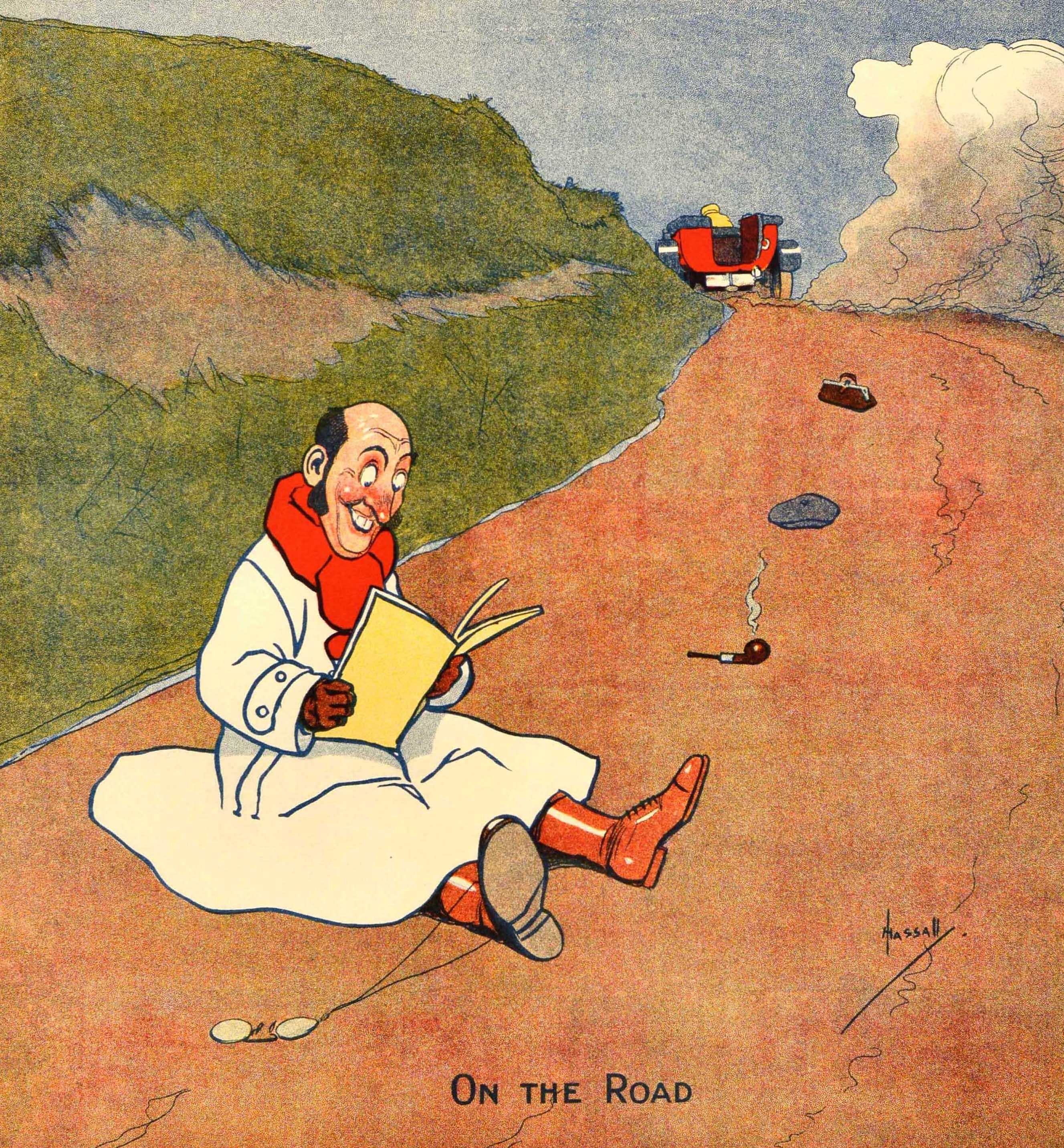 Affiche publicitaire originale d'un journal ancien The Weekly Telegraph On The Road - Print de John Hassall
