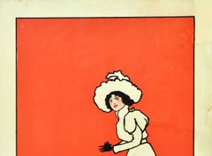 Original Antique Poster Victorian Lady Fashion Illustration