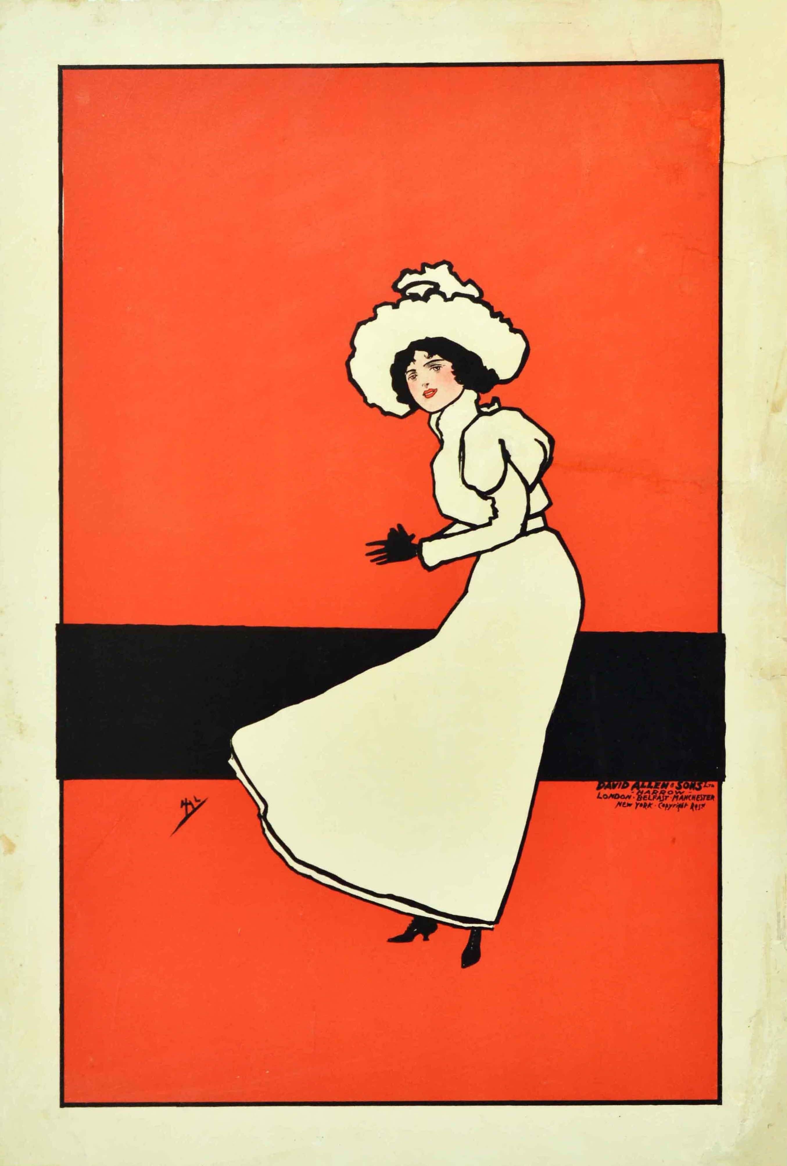 John Hassall Print – Original Antikes Original-Poster, viktorianische Mode- Illustration