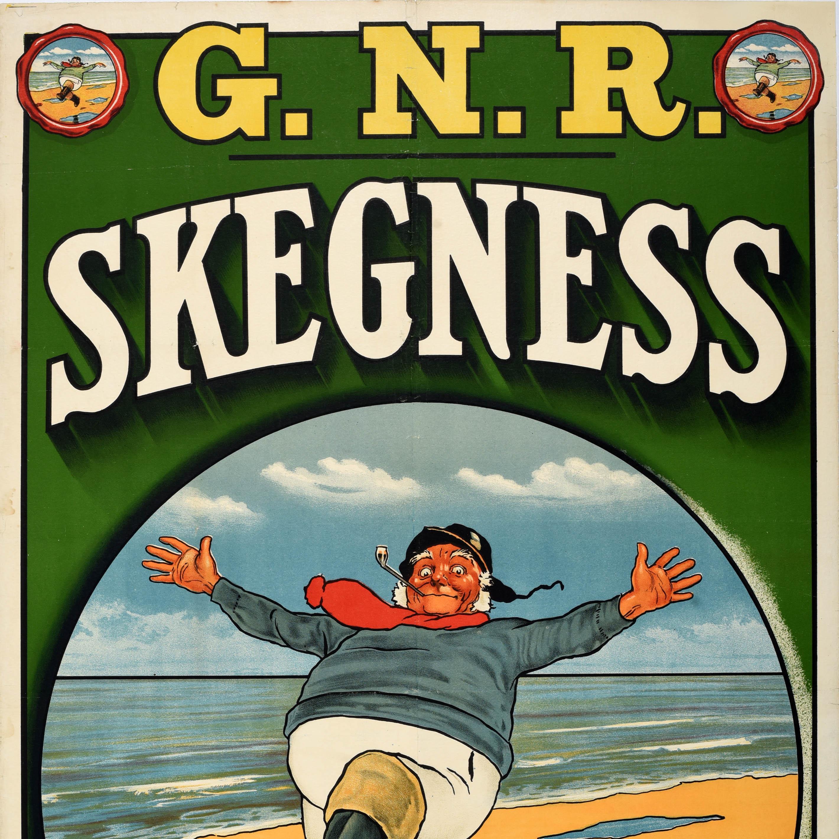 Original Antique Travel Poster Skegness So Bracing GNR Fisherman John Hassall For Sale 2