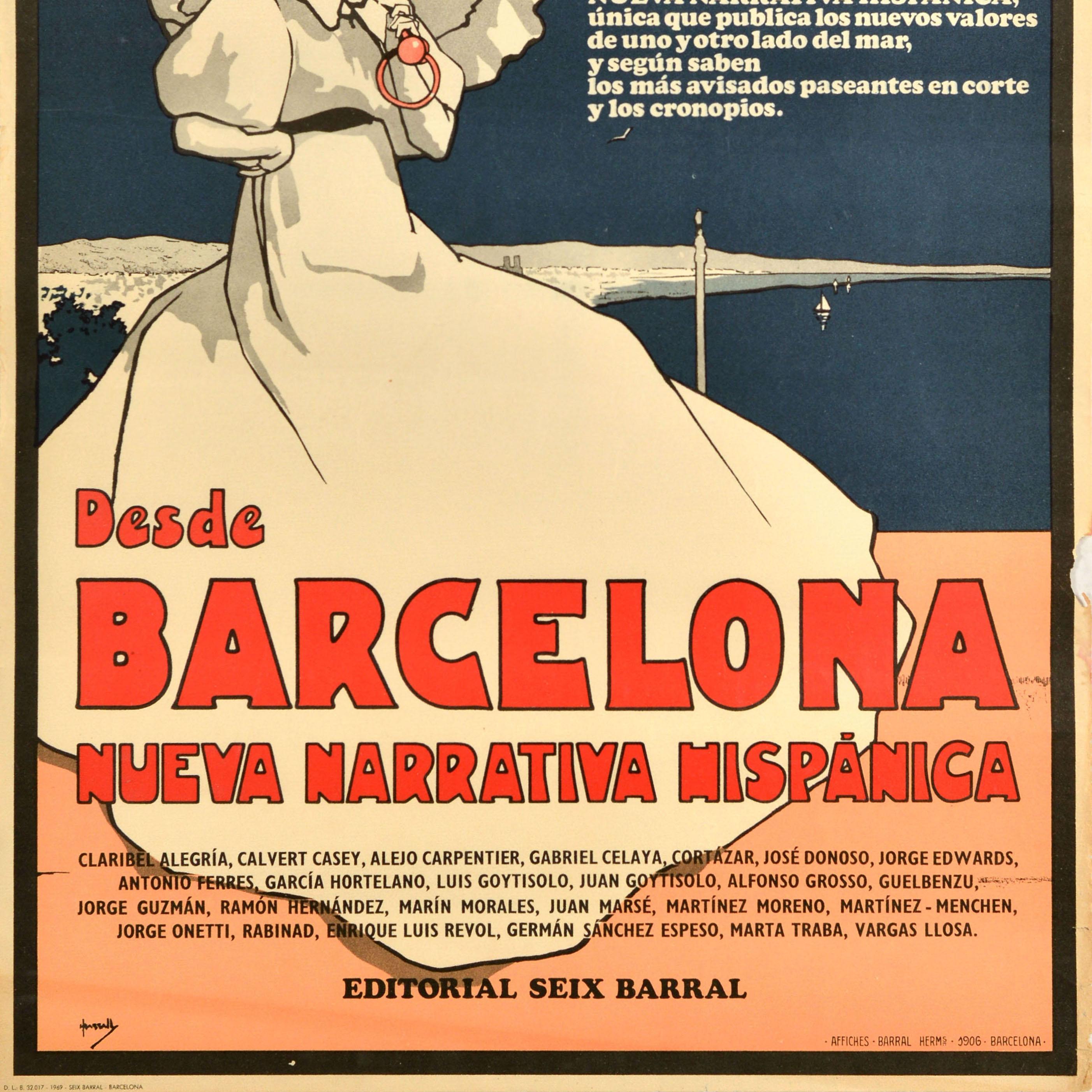 Original Vintage Advertising Poster Desde Barcelona Victorian Lady John Hassall For Sale 3