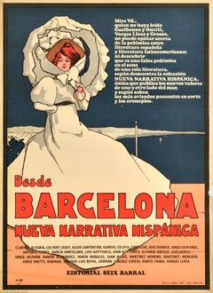 Original Vintage-Werbeplakat Desde Barcelona, viktorianische Lady John Hassall, Vintage