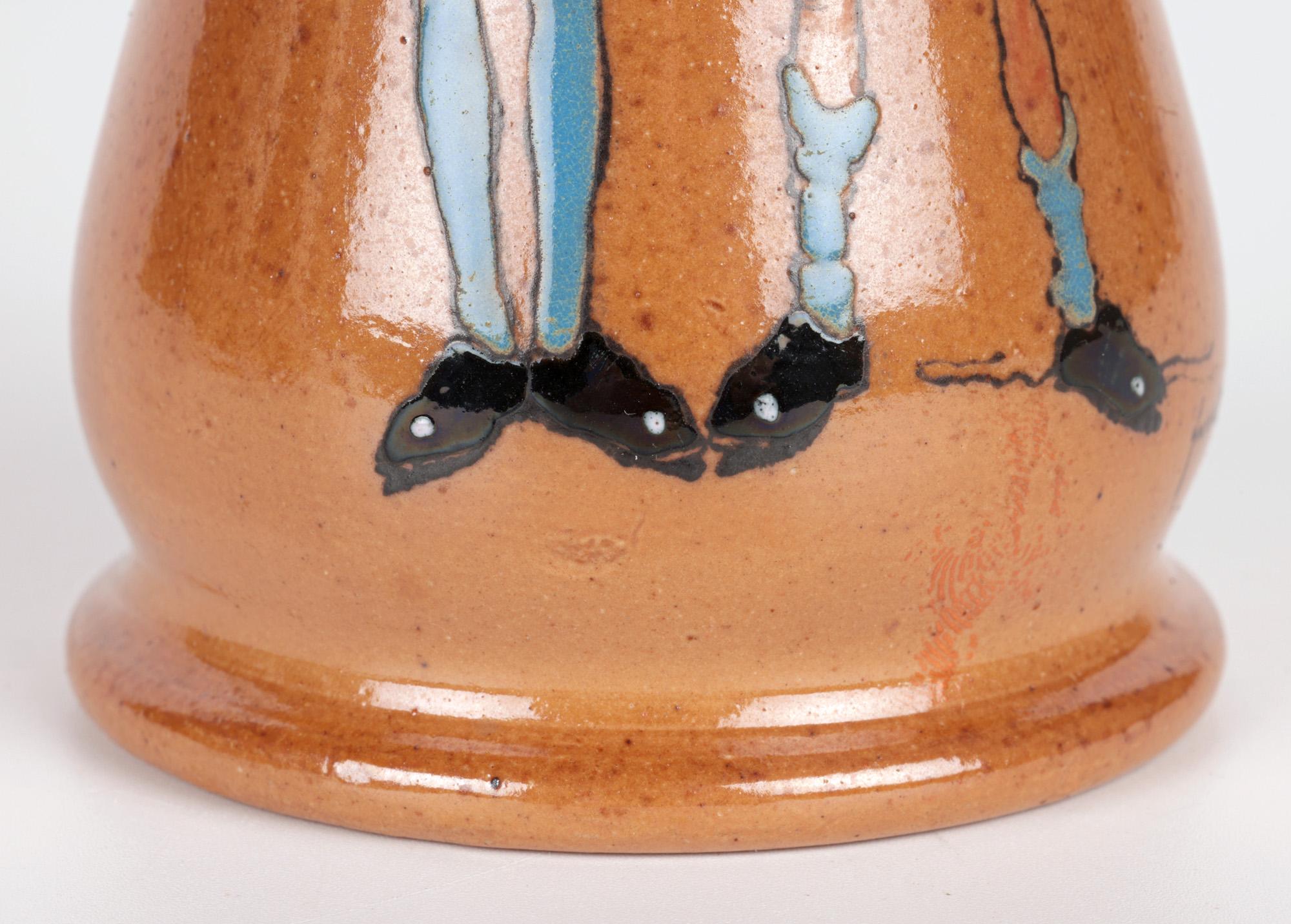English John Hassell Doulton Lambeth Twins Ware Painted Salt Glazed Vase For Sale