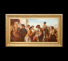 La Feria 19th Century large figurative scene of a middle eastern market