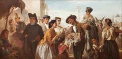 La Feria 19th Century large figurative scene of a middle eastern market