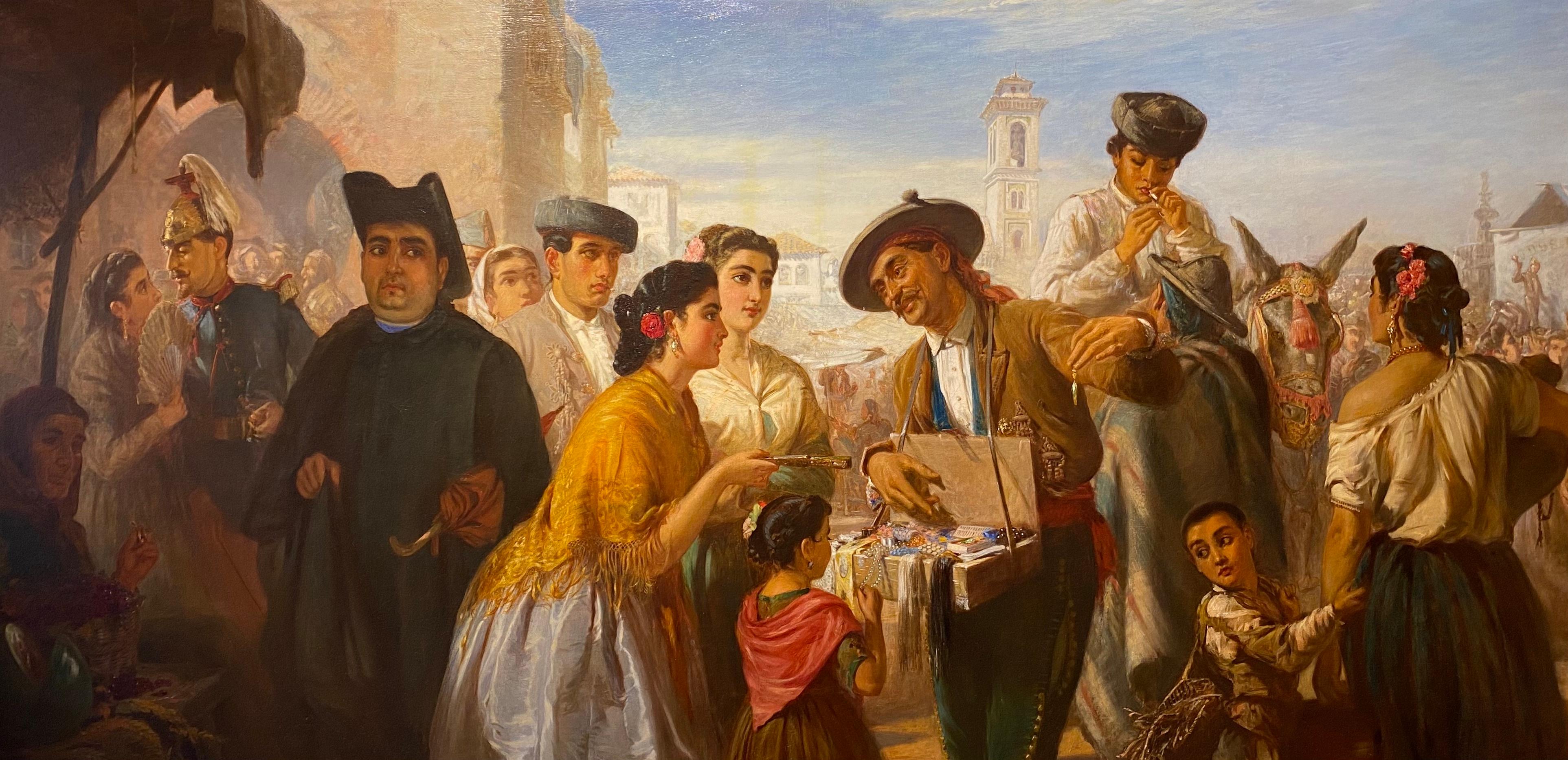 'La Feria' 19th Century large figurative scene of a middle eastern market - Painting by John Haynes Williams 