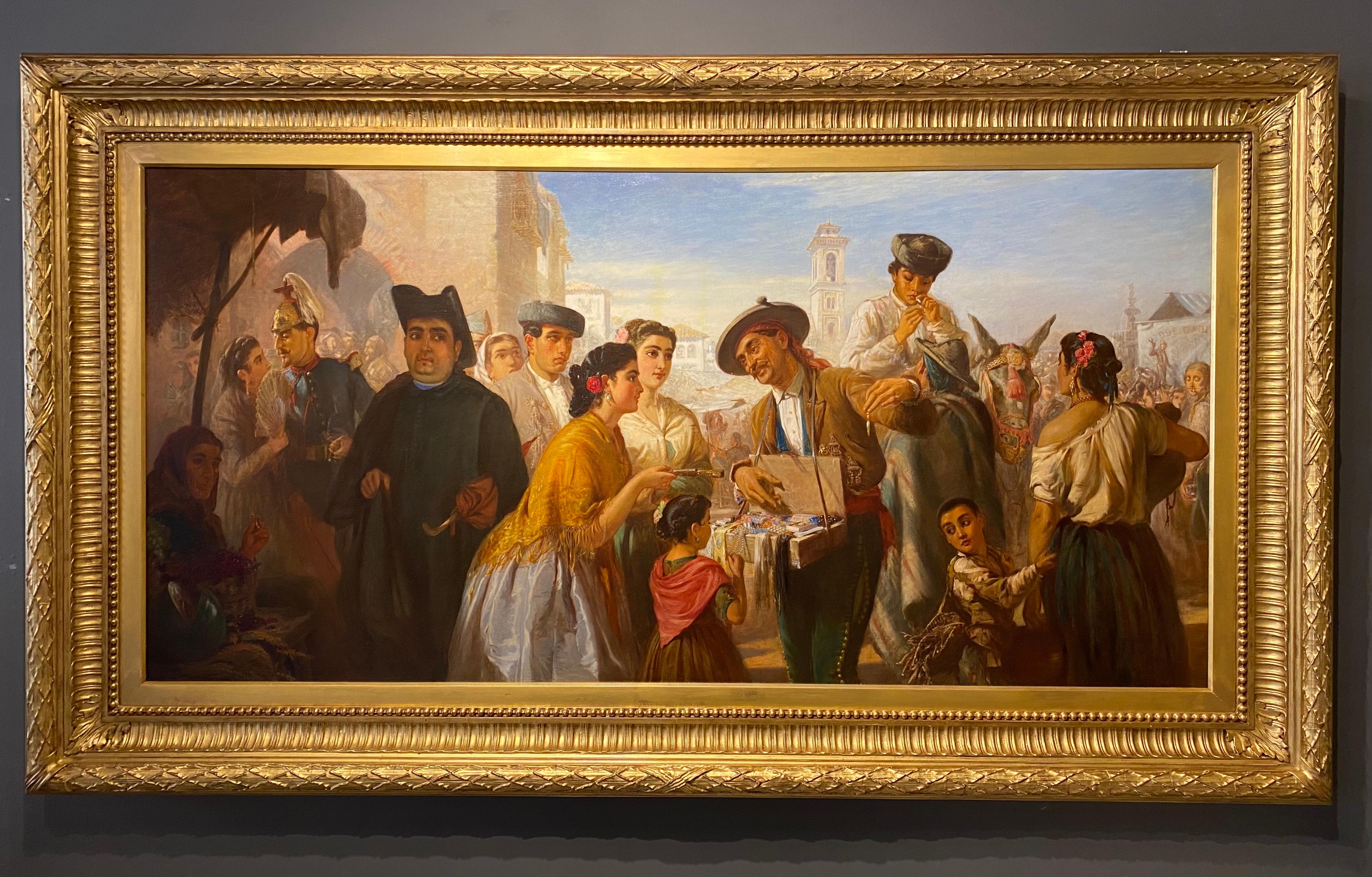 Landscape Painting di John Haynes Williams  - 'La Feria' Scena figurativa di grandi dimensioni del XIX secolo raffigurante un mercato mediorientale