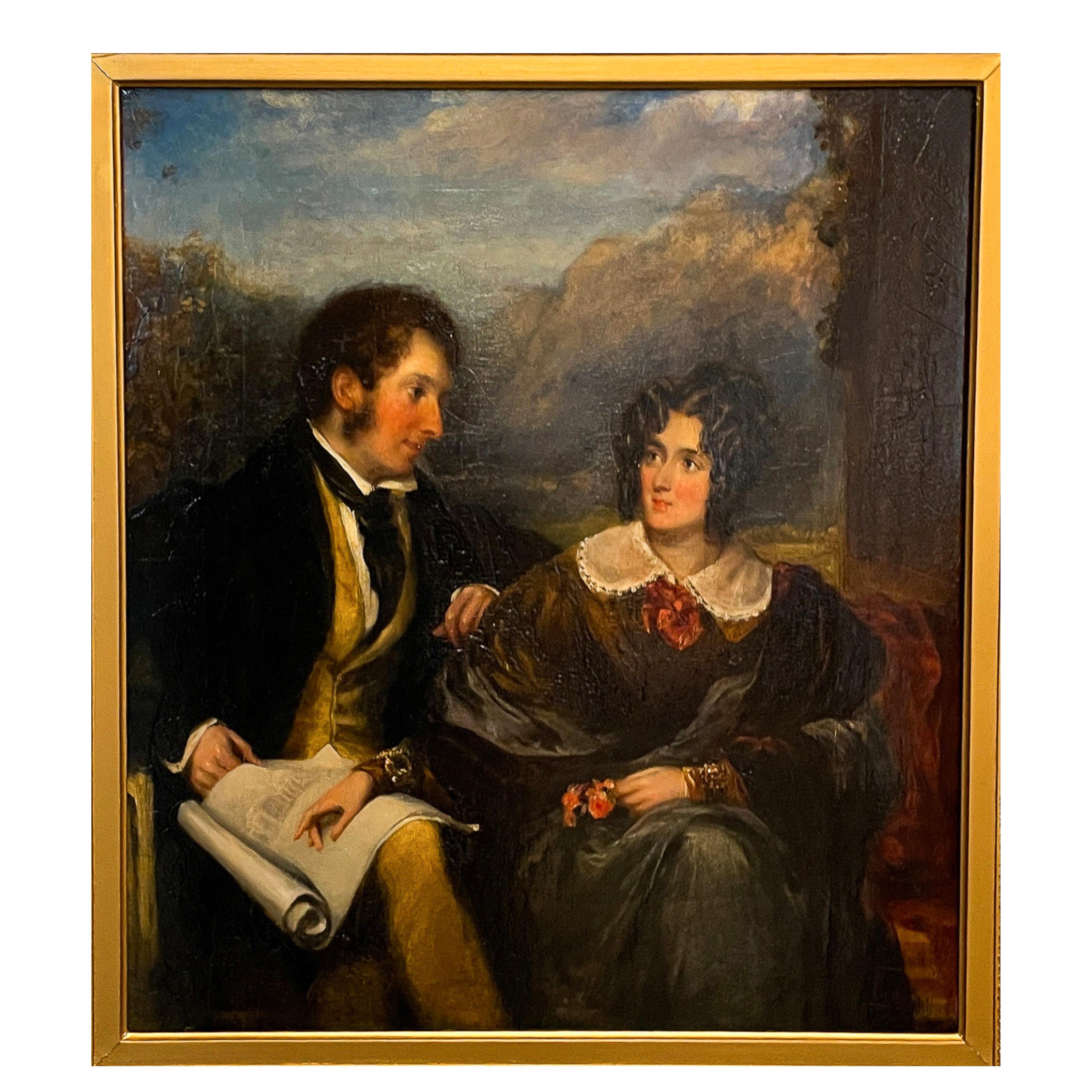 Antico dipinto a olio Ritratto aristocratico di John Ogle Kirkley Hall Northumbria - Painting Scuola inglese di John Hayter RA