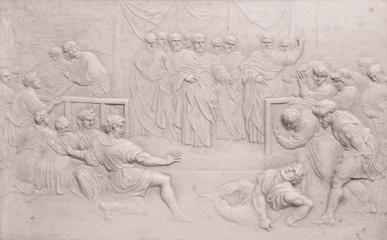 19th Century John Henning Rare Six Plaster Plaques Cast in Relief After Raphael