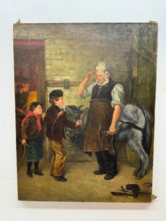 Antique John Henries, N.Y. '09, Playful Young Boys and Older Tradesman With Horse