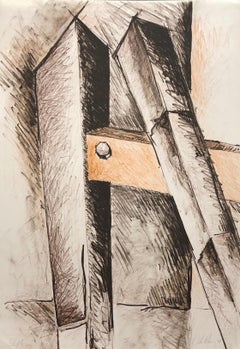 Lithograph "Shafts" Abstract Sculpture Drawing by John Henry Ed. 25