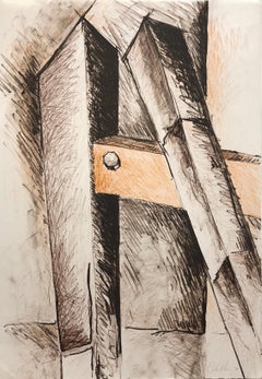 Lithograph "Shafts" Abstract Sculpture Drawing by John Henry Ed. 25
