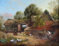 Oil Painting by John Henry Bell "A Farmyard Scene"