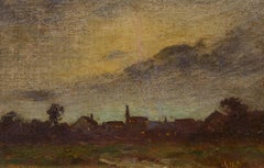 Village at Night, John Henry Boston, Impressionist