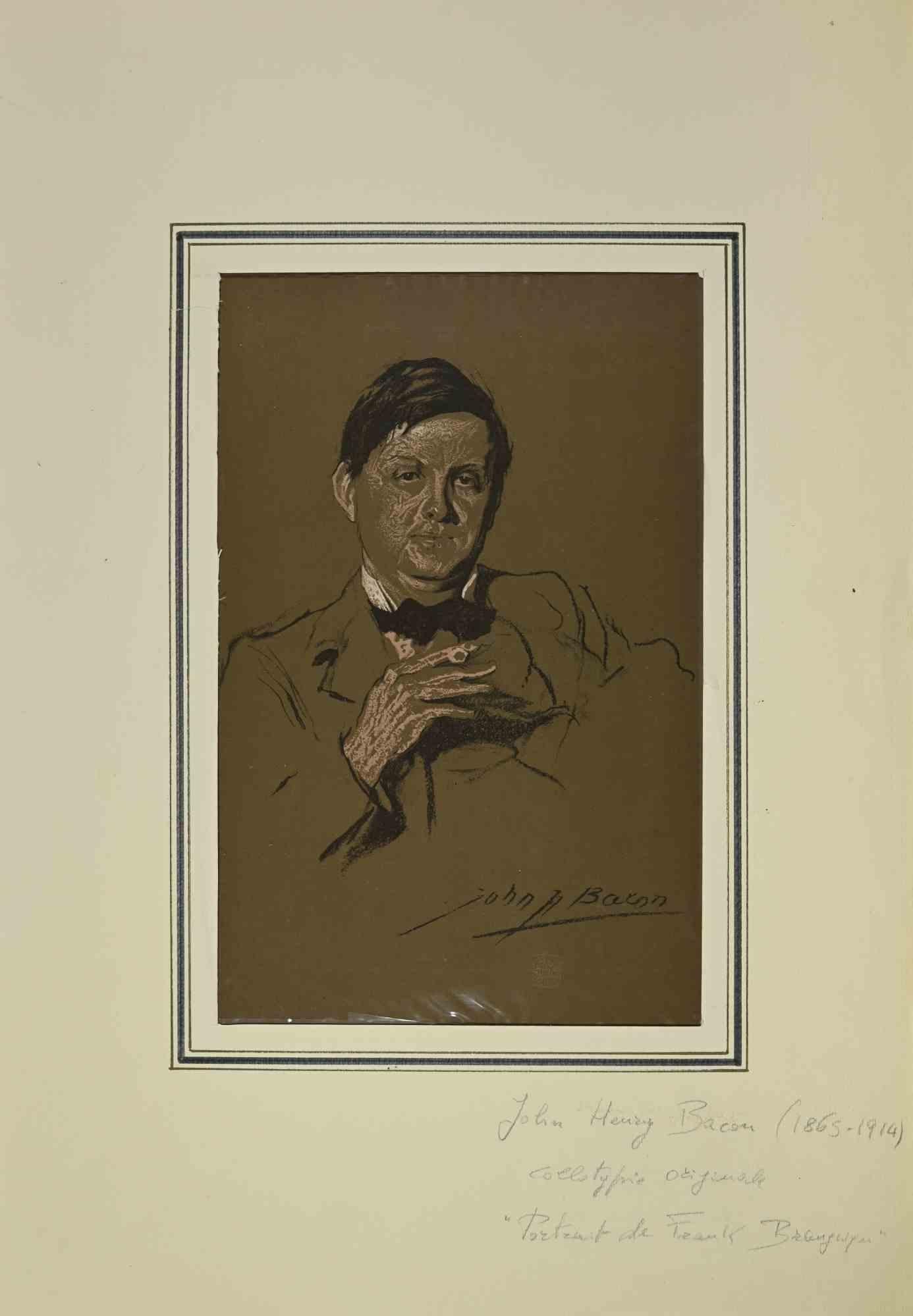 John Henry Frederick Bacon Figurative Print - ‎Portrait of Frank Brangwyn - Collotype Print by J.H. Frederick Bacon - 1901