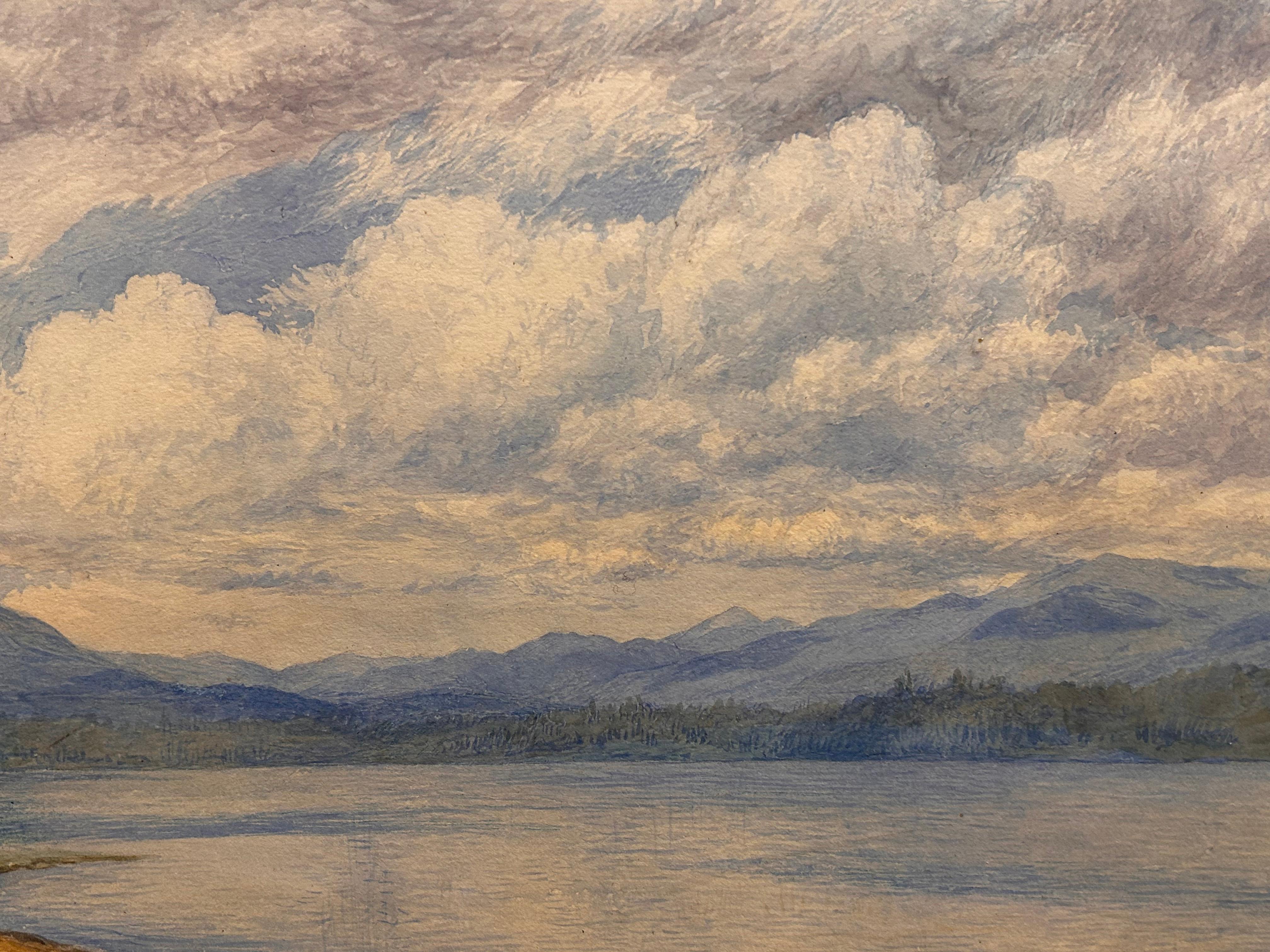 Landscape of Summer At Lake George, NY - Pre-Raphaelite Painting by John Henry Hill