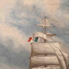 Seascape with a Sailing Ship, Signed and Dated by John Henry Mohrmann, 1908, Oil on Canvas