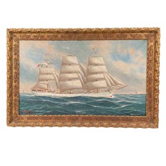 Seascape with a Sailing Ship, Signed and Dated by John Henry Mohrmann, 1908, Oil on Canvas