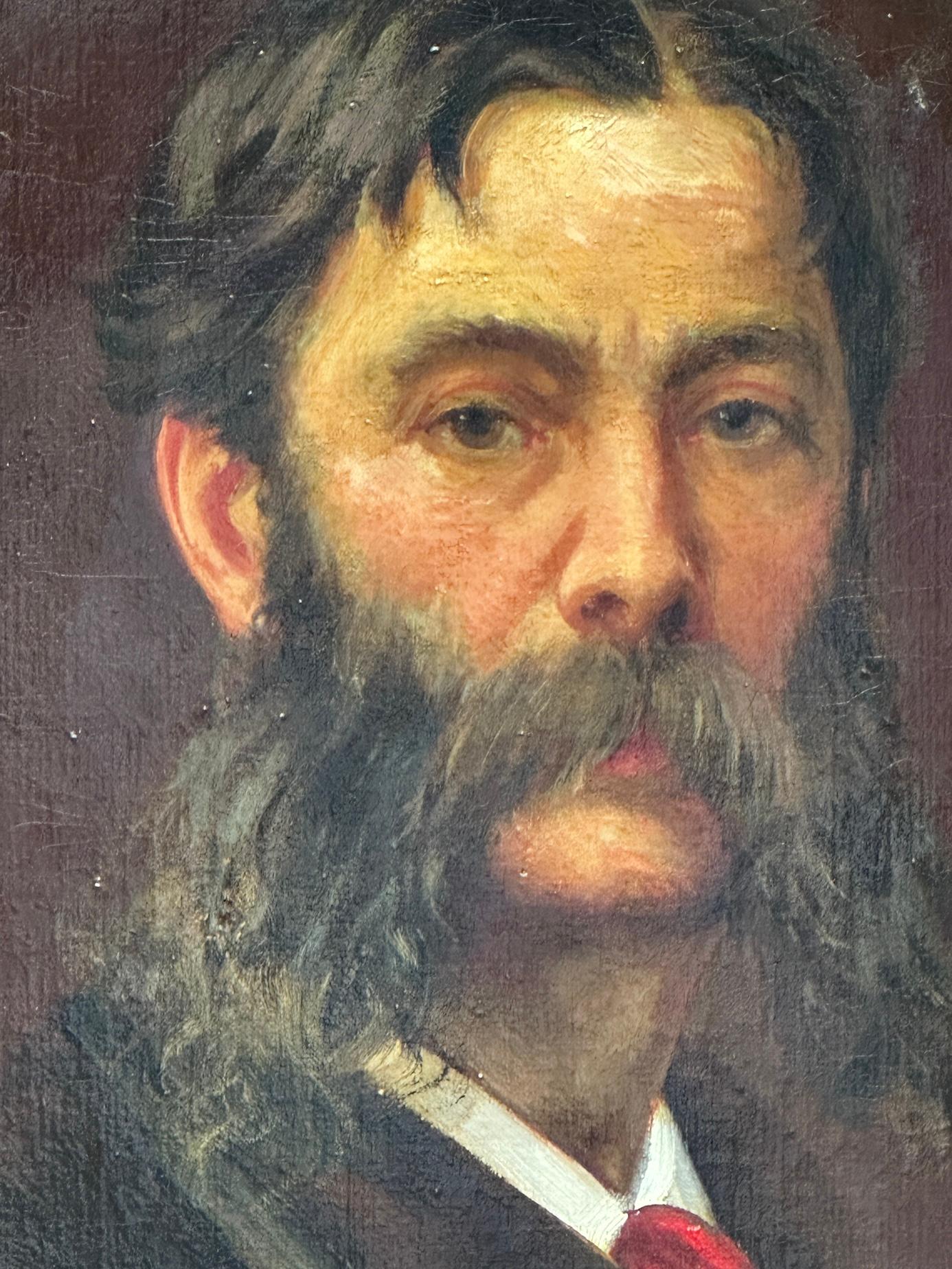 Early 20th century English self portrait of an artist holding his palette, brush For Sale 1