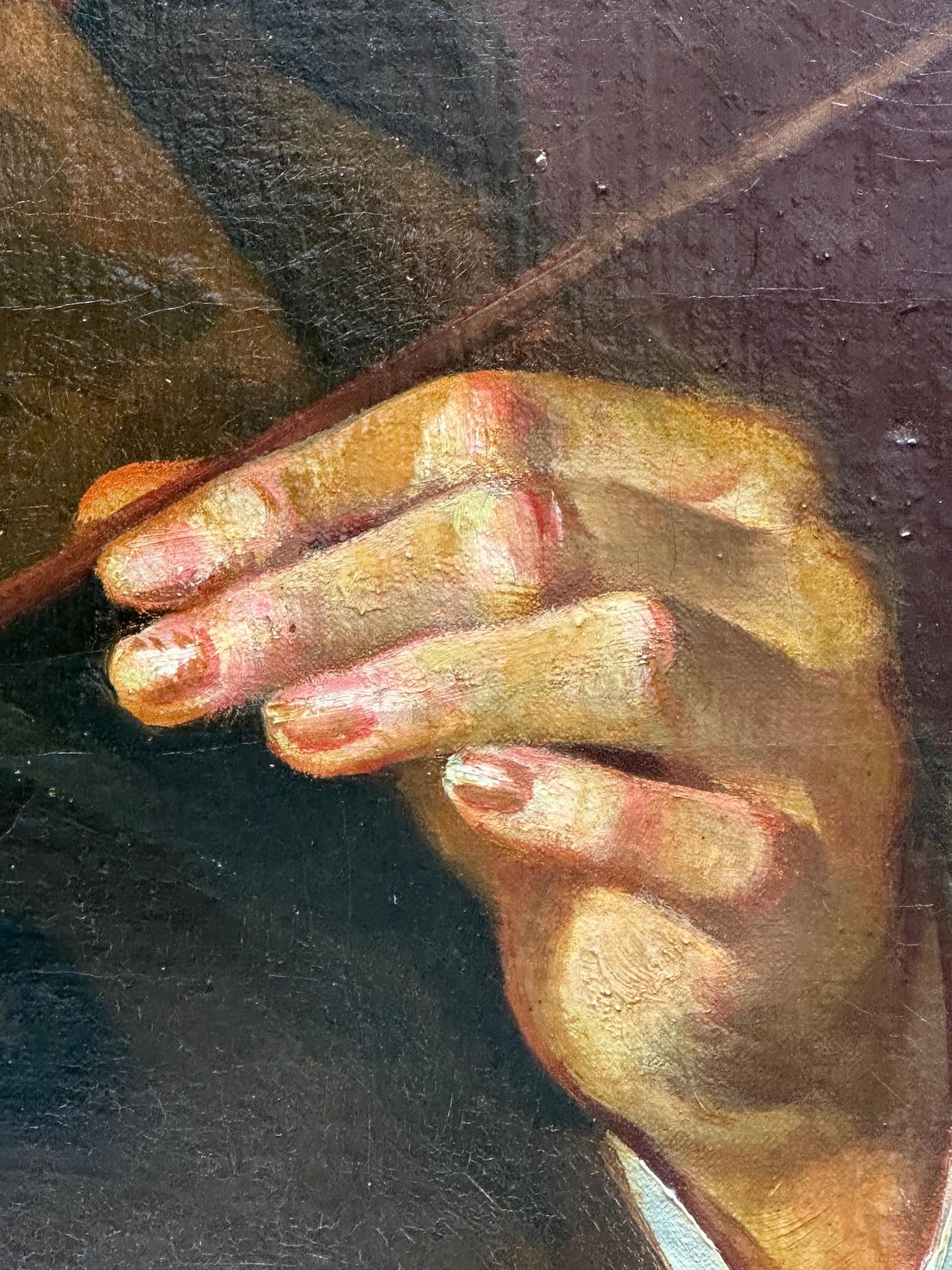 Early 20th century English self portrait of an artist holding his palette, brush For Sale 3