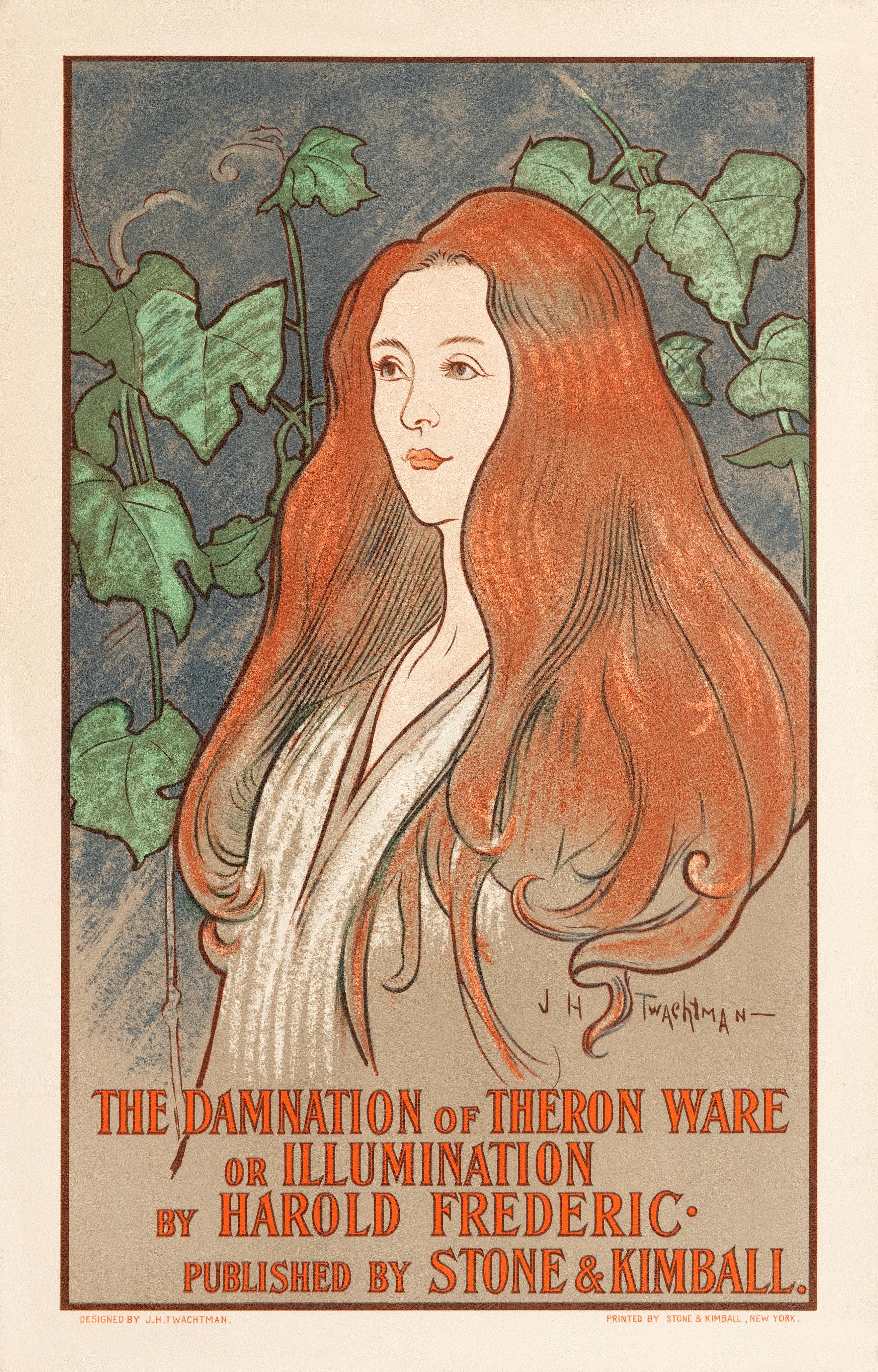 "The Damnation of Theron Ware" Original Vintage Art Nouveau Poster - Print by John Henry Twachtman