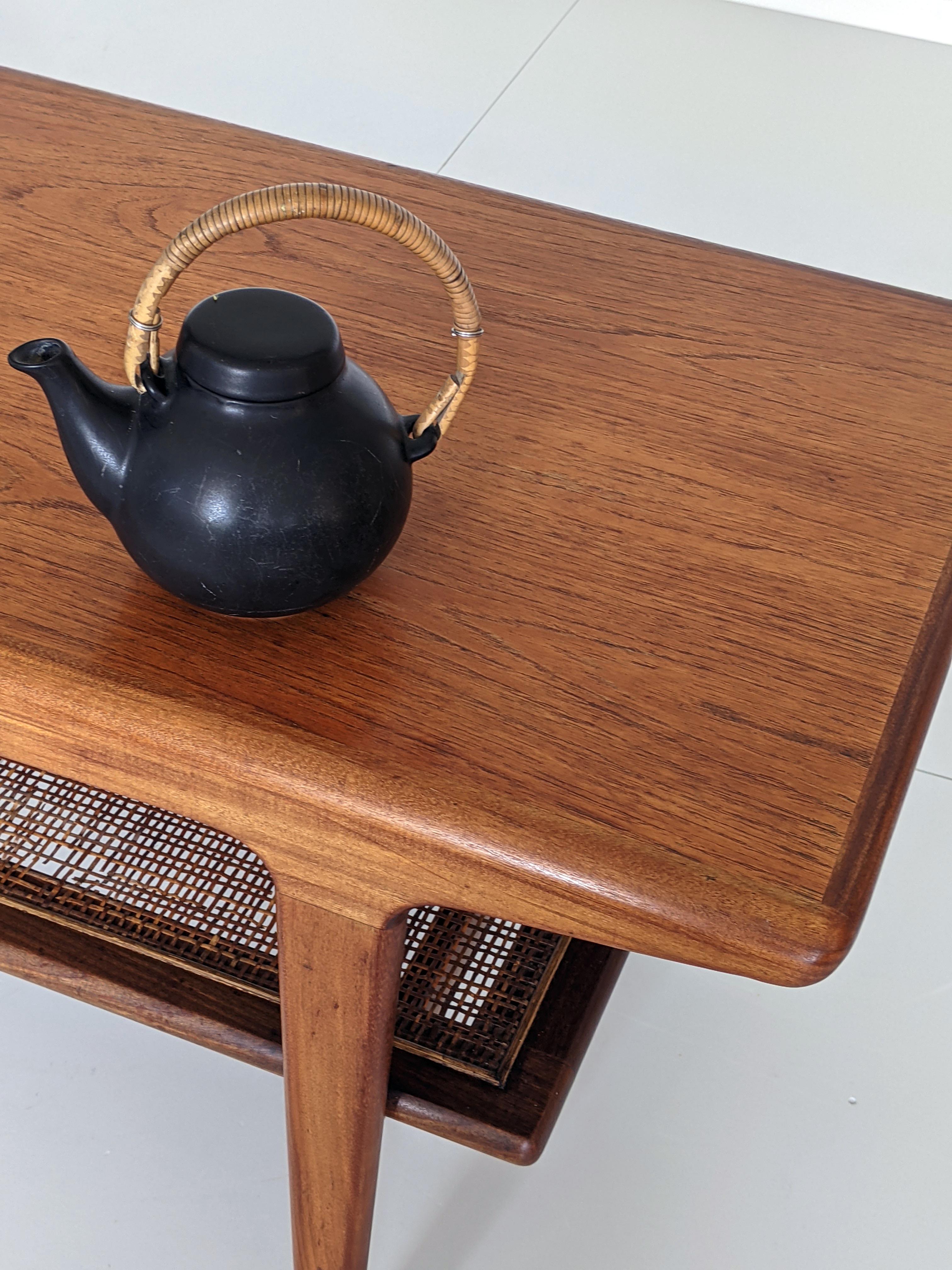 John Herbert for Younger, Mid Century Danish Style Teak and Cane Coffee Table 3