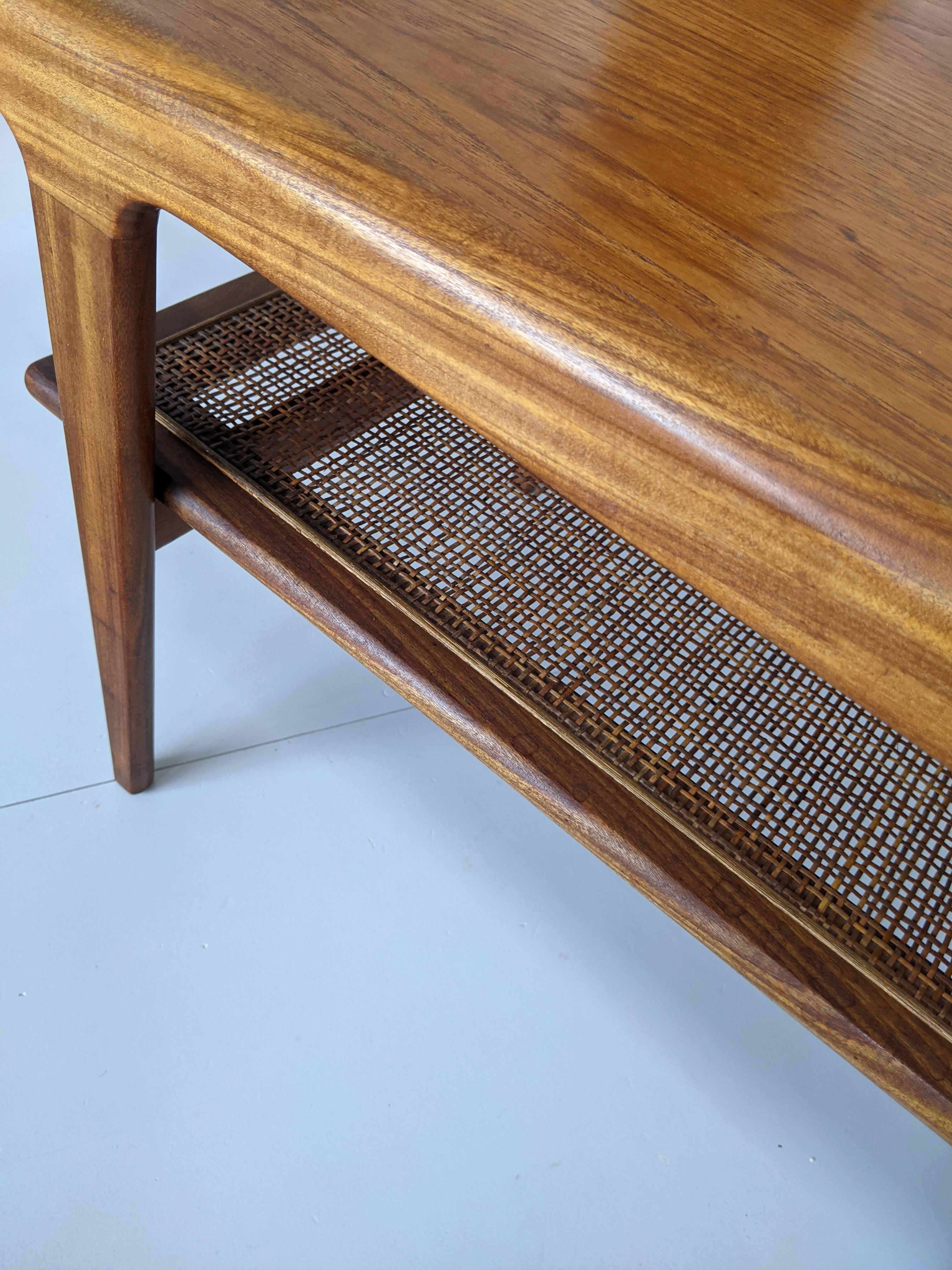 John Herbert for Younger, Mid Century Danish Style Teak and Cane Coffee Table 8