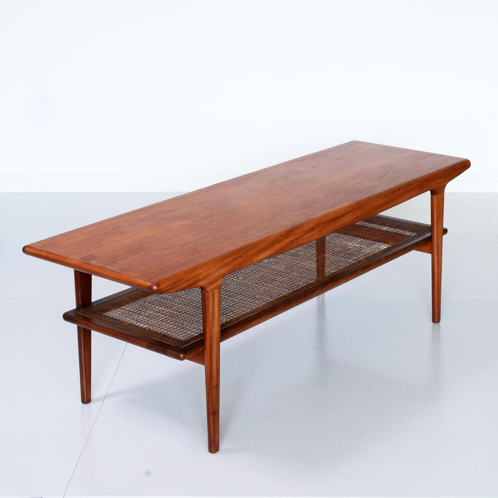 John Herbert for Younger, Mid Century Danish Style Teak and Cane Coffee Table 12
