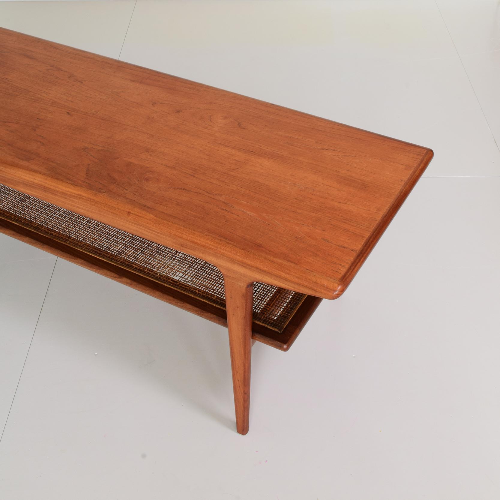 British John Herbert for Younger, Mid Century Danish Style Teak and Cane Coffee Table