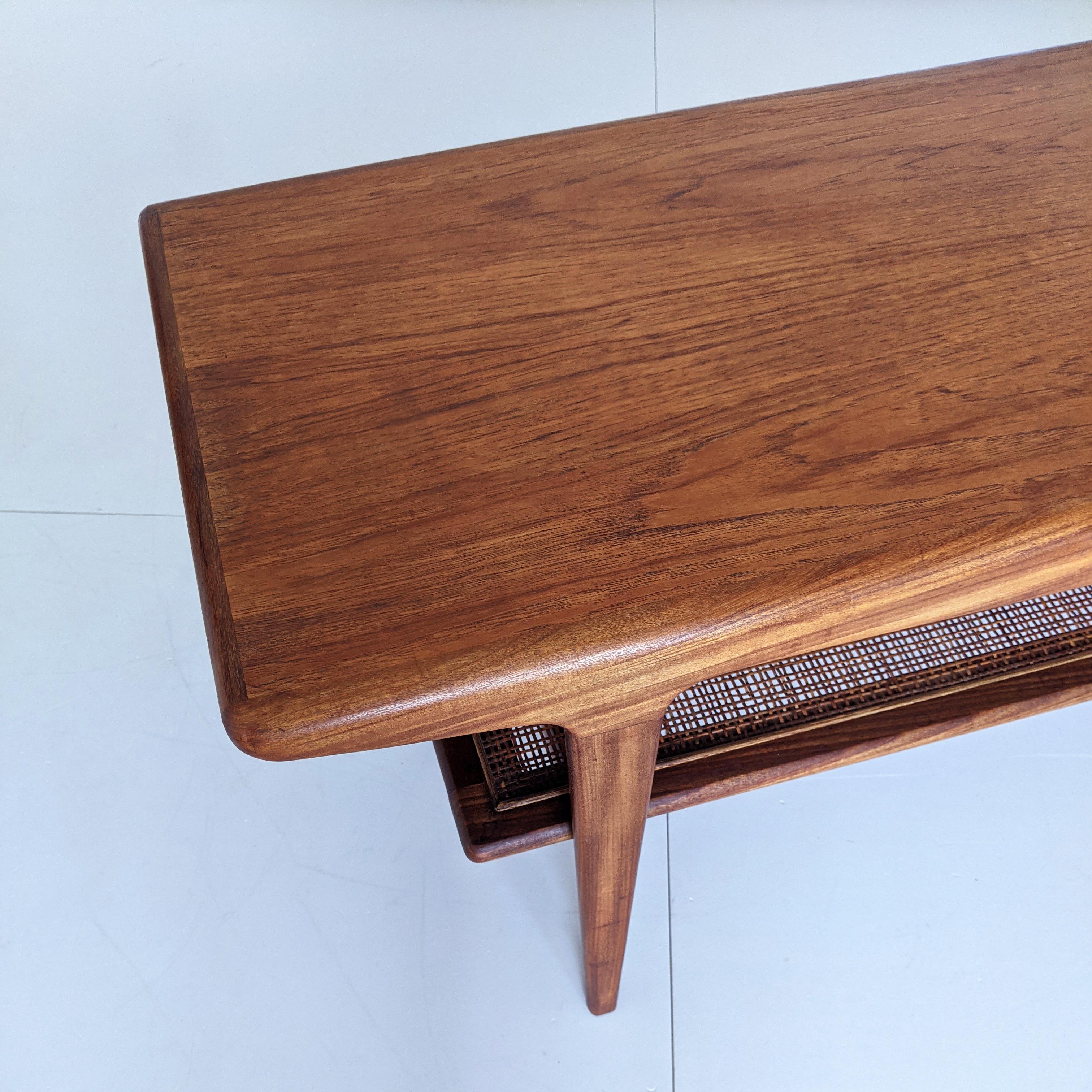 John Herbert for Younger, Mid Century Danish Style Teak and Cane Coffee Table In Good Condition In London, GB