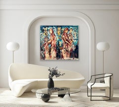 "Separación" - Pintura abstracta/figurativa en técnica mixta de gran colorido