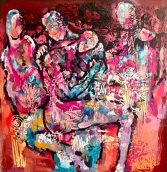"A Touch of Catharsis"- Vibrant & Colorful Figurative/Abstract Mixed Media