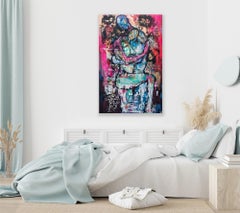 "Divinity"- Colorful Abstract/Figurative Mixed Media Painting