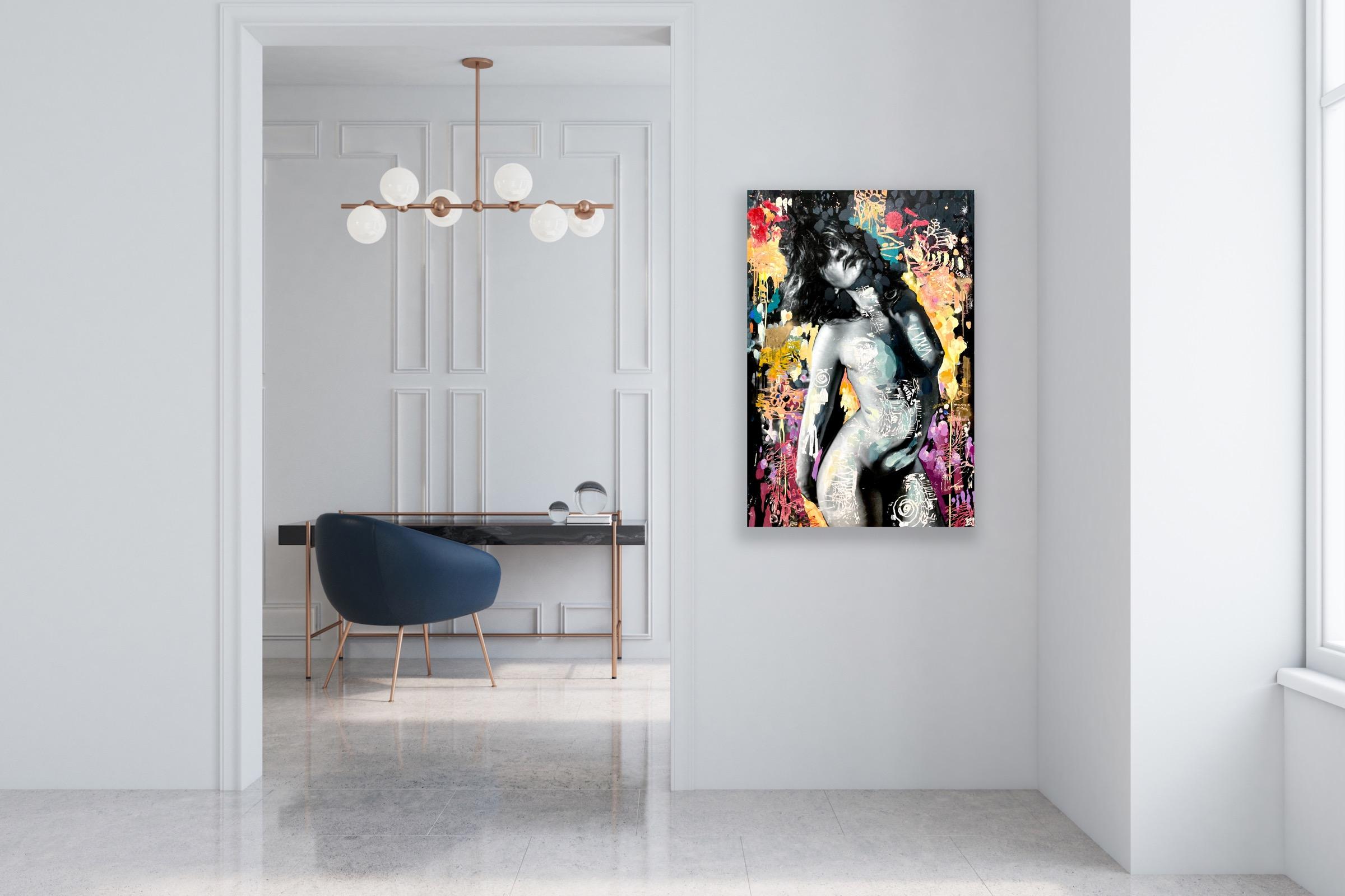 Dieses Kunstwerk ist Teil einer Reihe von kreativen Kollaborationen zwischen dem Maler John-Herbert Wright und dem Fotografen John Mazlish. 